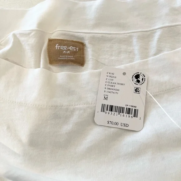 Free People Free-Est Scorching Hot Ivory Mini Dress Smocked Off Shoulder Boho M - Picture 6 of 10